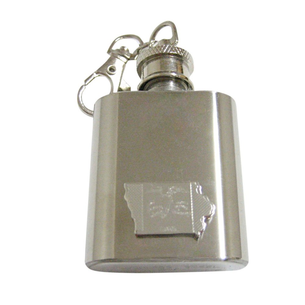 Iowa State Map Shape 1oz Keychain Flask - image 1